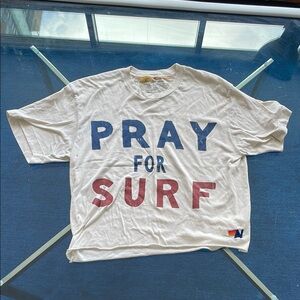 Aviator Nation 'Pray for Surf' Graphic T-Shirt Medium (see description)